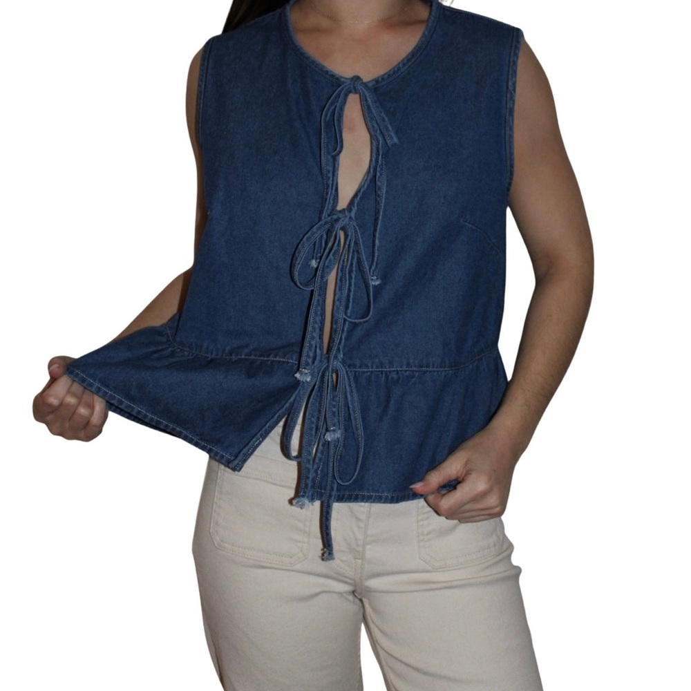 Blue Denim Sleeveless Top
